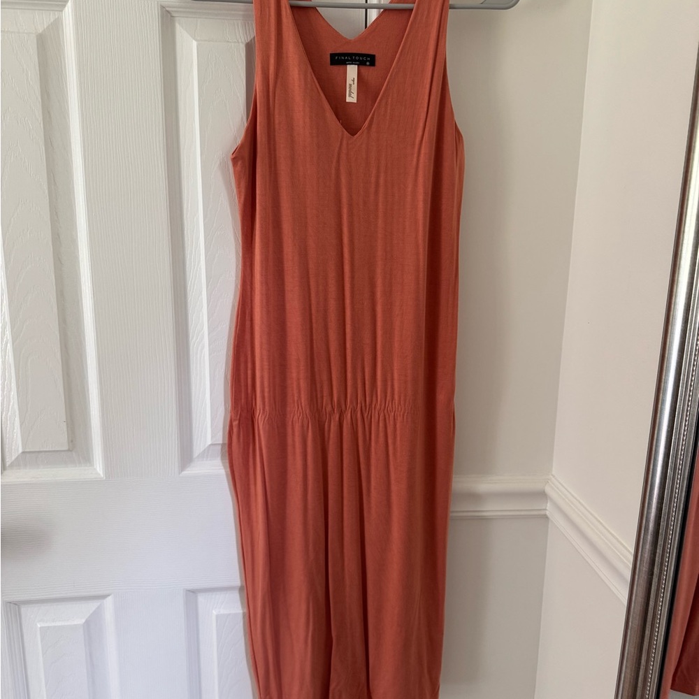 Final Touch Maternity Orange Sleeveless V-Neck Sundress - Size Med